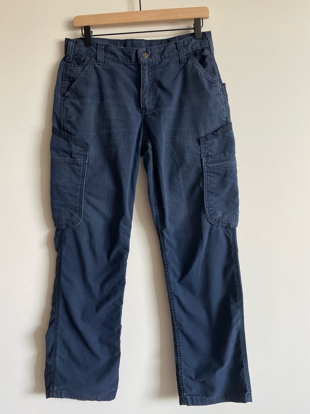 Carhartt Cargo Pants Navy Blue Ripstop Carpenter Loose workwear 4 short